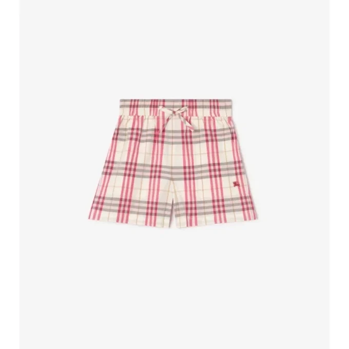 Pantalones cortos de algodón con estampado de cuadros Pantalones cortos de algodón con estampado de cuadros