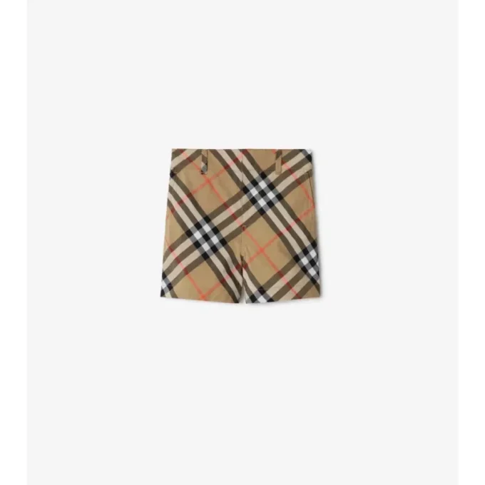 Pantalones cortos de algodón con estampado de cuadros Pantalones cortos de algodón con estampado de cuadros