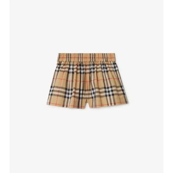 Pantalones cortos de algodón con estampado de cuadros Pantalones cortos de algodón con estampado de cuadros