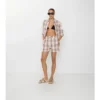 Pantalones cortos de algodón con estampado de cuadros Pantalones cortos de algodón con estampado de cuadros