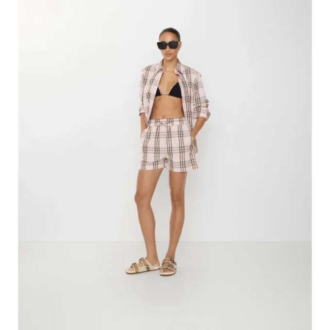 Pantalones cortos de algodón con estampado de cuadros Pantalones cortos de algodón con estampado de cuadros