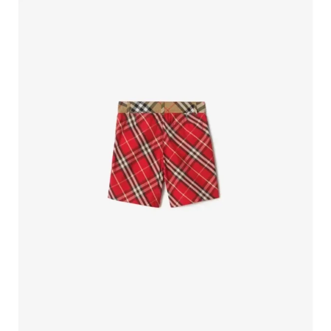 Pantalones cortos de algodón con estampado de cuadros Pantalones cortos de algodón con estampado de cuadros