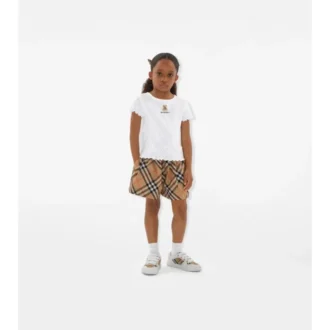 Pantalones cortos de algodón con estampado de cuadros Pantalones cortos de algodón con estampado de cuadros