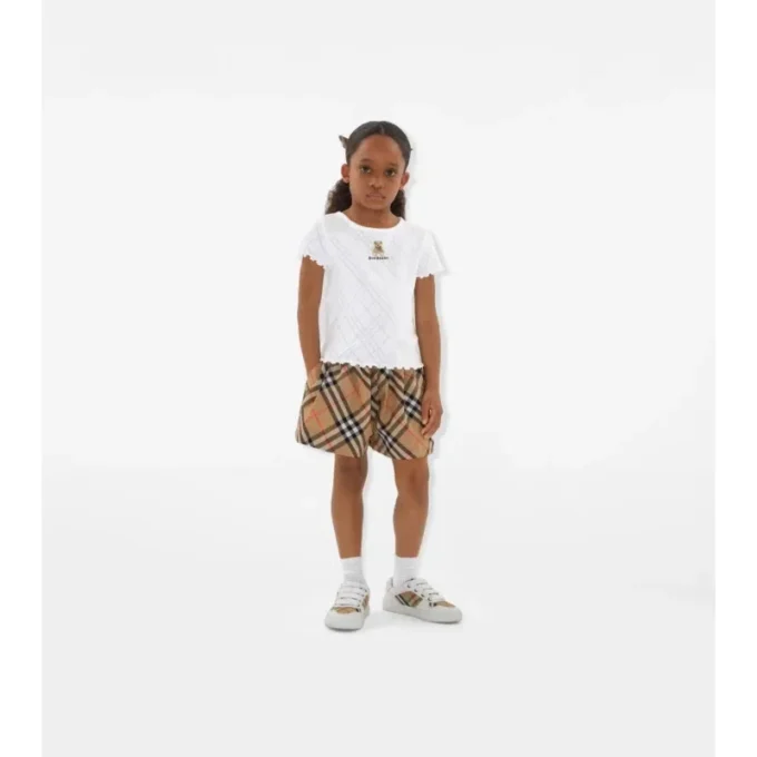 Pantalones cortos de algodón con estampado de cuadros Pantalones cortos de algodón con estampado de cuadros