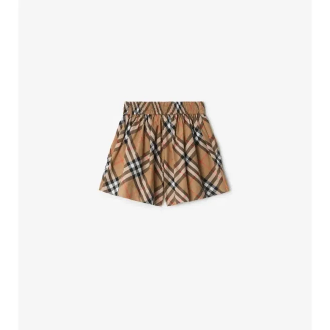 Pantalones cortos de algodón con estampado de cuadros Pantalones cortos de algodón con estampado de cuadros