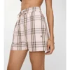 Pantalones cortos de algodón con estampado de cuadros Pantalones cortos de algodón con estampado de cuadros