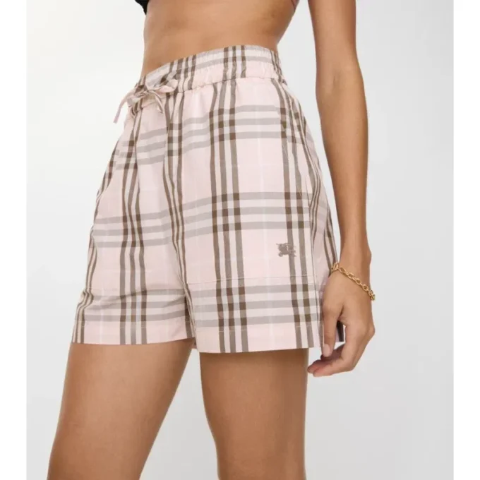Pantalones cortos de algodón con estampado de cuadros Pantalones cortos de algodón con estampado de cuadros