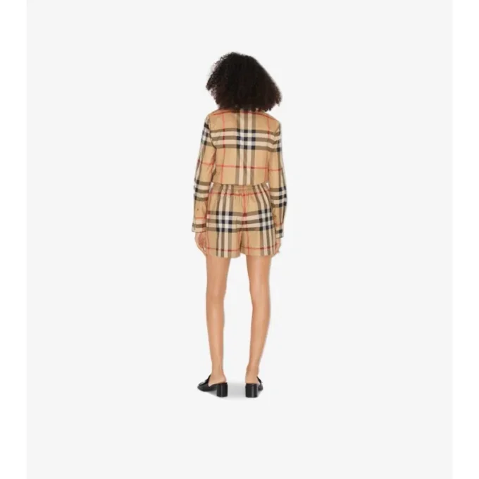Pantalones cortos de algodón con estampado de cuadros Pantalones cortos de algodón con estampado de cuadros