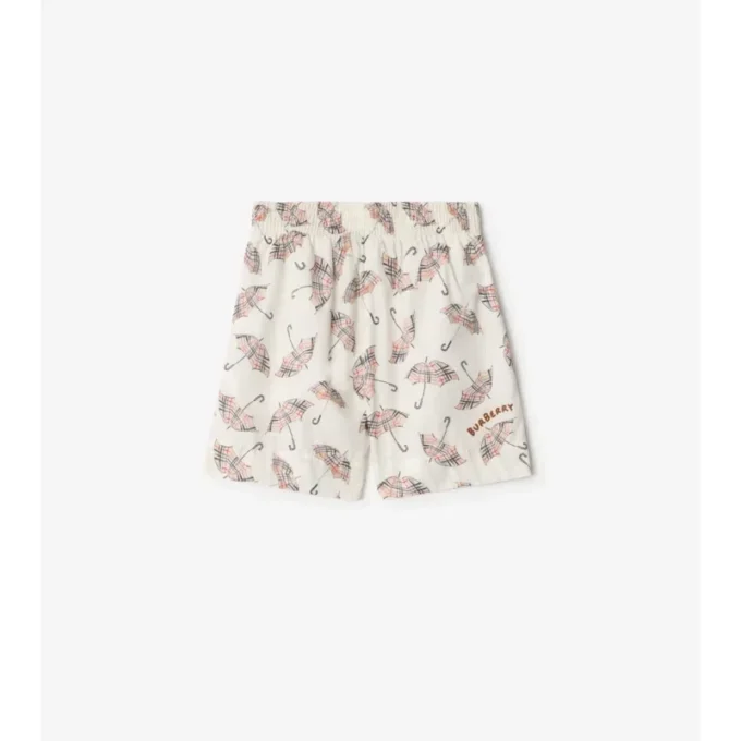 Pantalones cortos de algodón con estampado de paraguas Pantalones cortos de algodón con estampado de paraguas