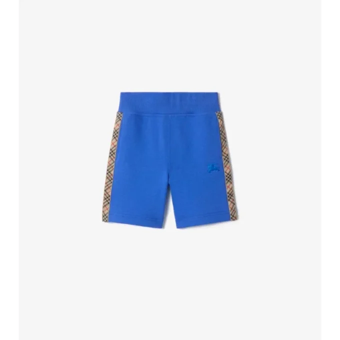 Pantalones cortos de algodón con ribete de cuadros Pantalones cortos de algodón con ribete de cuadros