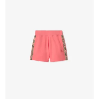 Pantalones cortos de algodón con ribete de cuadros Pantalones cortos de algodón con ribete de cuadros