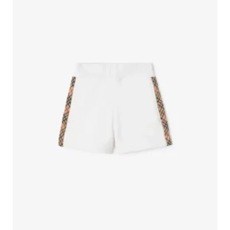 Pantalones cortos de algodón con ribete de cuadros Pantalones cortos de algodón con ribete de cuadros