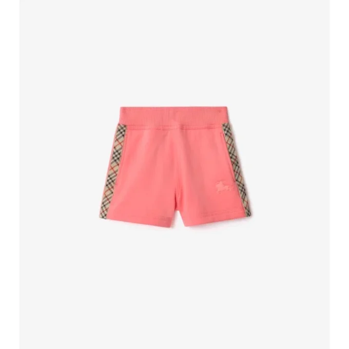 Pantalones cortos de algodón con ribete de cuadros Pantalones cortos de algodón con ribete de cuadros