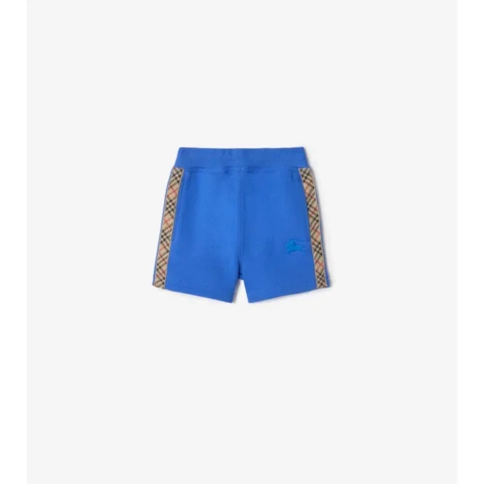 Pantalones cortos de algodón con ribete de cuadros Pantalones cortos de algodón con ribete de cuadros