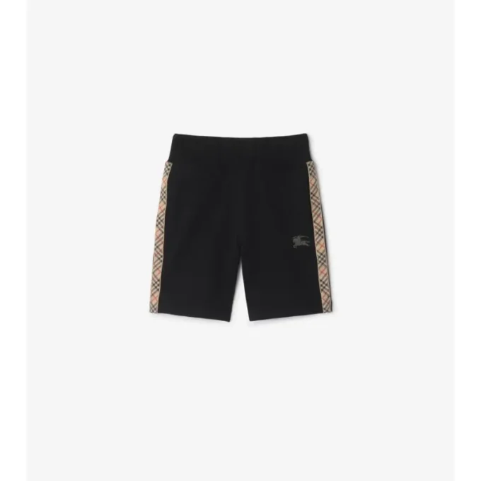 Pantalones cortos de algodón con ribete de cuadros Pantalones cortos de algodón con ribete de cuadros