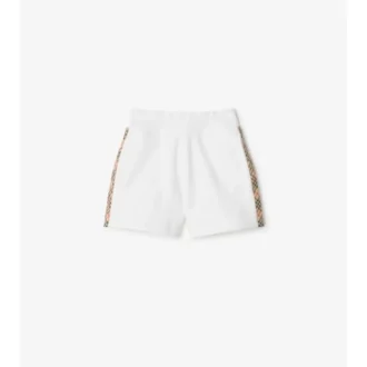 Pantalones cortos de algodón con ribete de cuadros Pantalones cortos de algodón con ribete de cuadros