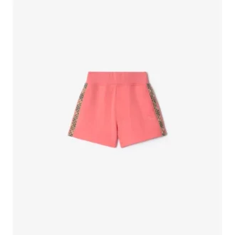 Pantalones cortos de algodón con ribete de cuadros Pantalones cortos de algodón con ribete de cuadros