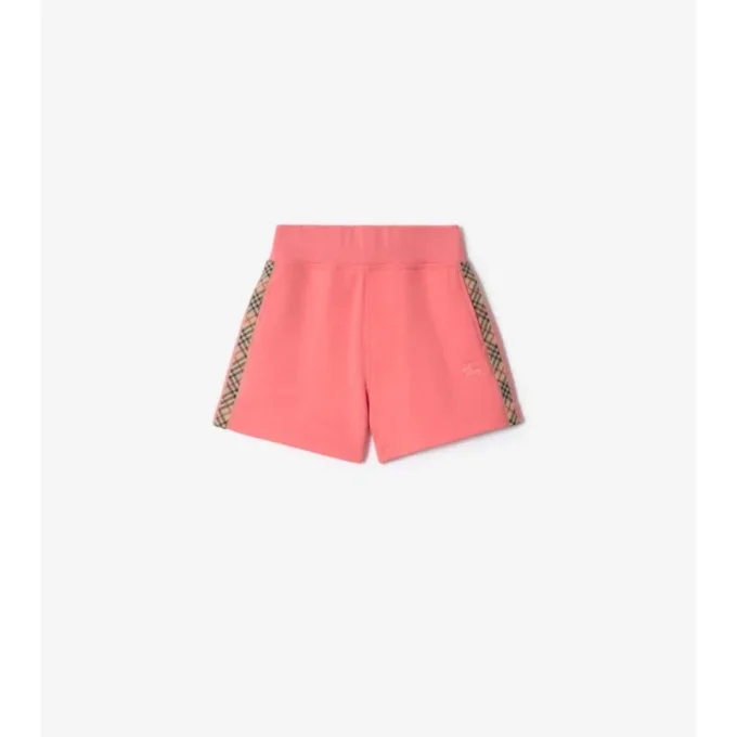Pantalones cortos de algodón con ribete de cuadros Pantalones cortos de algodón con ribete de cuadros