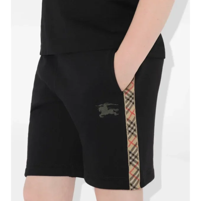 Pantalones cortos de algodón con ribete de cuadros Pantalones cortos de algodón con ribete de cuadros