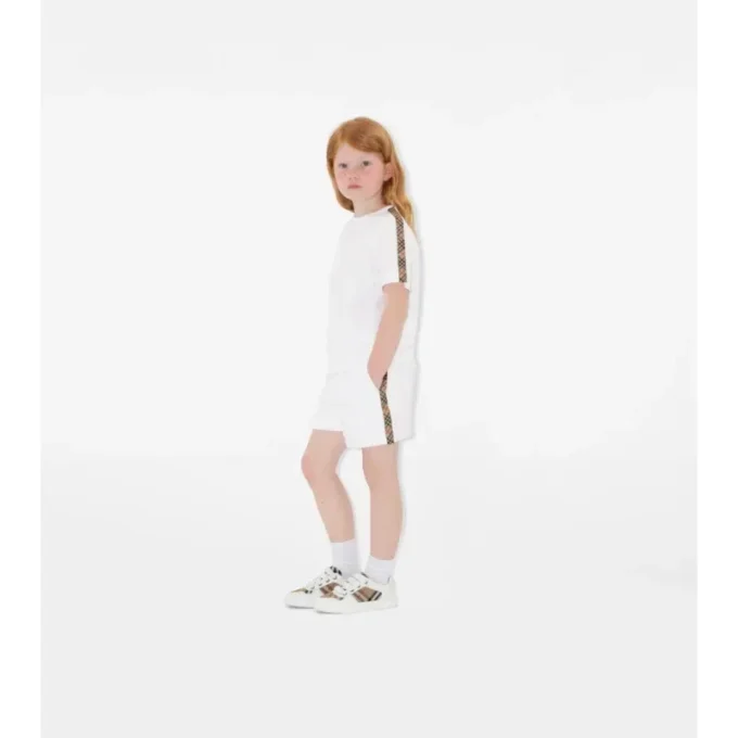 Pantalones cortos de algodón con ribete de cuadros
