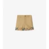 Pantalones cortos de algodón con vuelta a cuadros Pantalones cortos de algodón con vuelta a cuadros