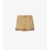 Pantalones cortos de algodón con vuelta a cuadros Pantalones cortos de algodón con vuelta a cuadros