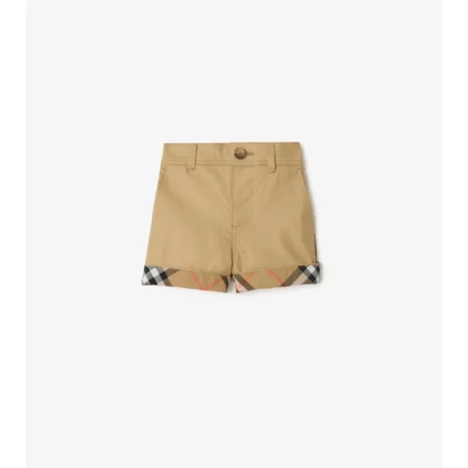 Pantalones cortos de algodón con vuelta a cuadros Pantalones cortos de algodón con vuelta a cuadros