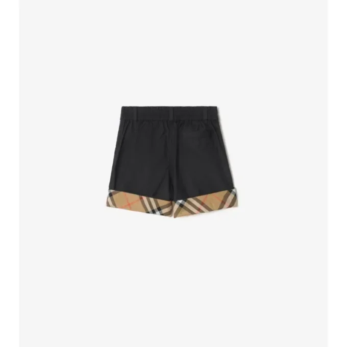 Pantalones cortos de algodón con vuelta a cuadros Pantalones cortos de algodón con vuelta a cuadros
