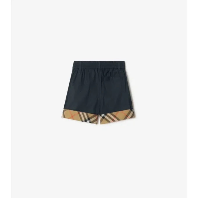 Pantalones cortos de algodón con vuelta a cuadros Pantalones cortos de algodón con vuelta a cuadros