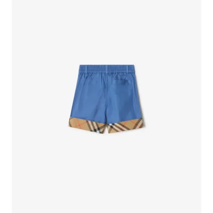 Pantalones cortos de algodón con vuelta a cuadros Pantalones cortos de algodón con vuelta a cuadros