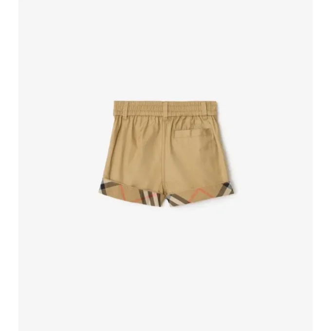 Pantalones cortos de algodón con vuelta a cuadros Pantalones cortos de algodón con vuelta a cuadros