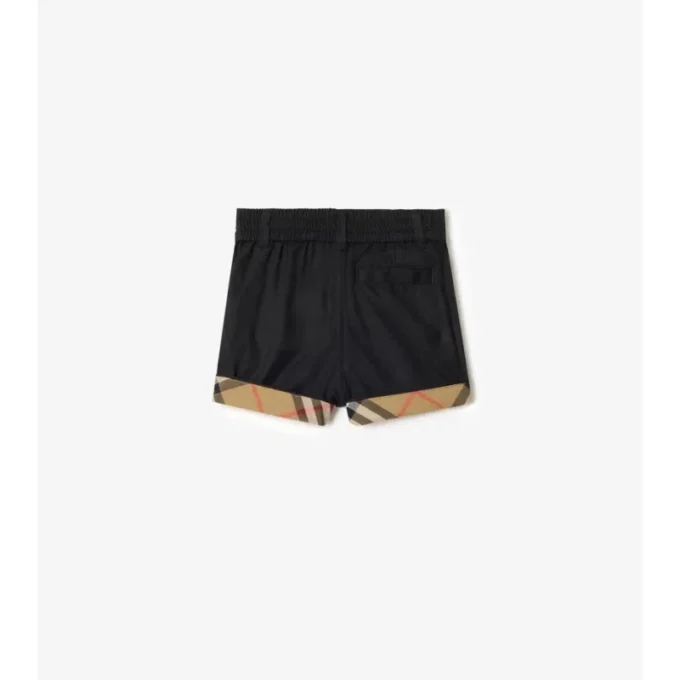 Pantalones cortos de algodón con vuelta a cuadros Pantalones cortos de algodón con vuelta a cuadros