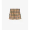 Pantalones cortos de algodón elástico a cuadros Pantalones cortos de algodón elástico a cuadros