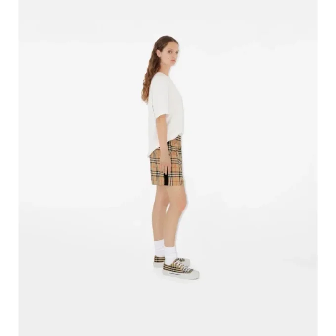 Pantalones cortos de algodón con estampado de cuadros Pantalones cortos de algodón con estampado de cuadros