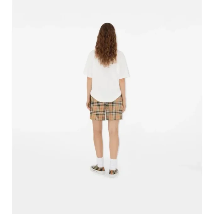 Pantalones cortos de algodón con estampado de cuadros Pantalones cortos de algodón con estampado de cuadros