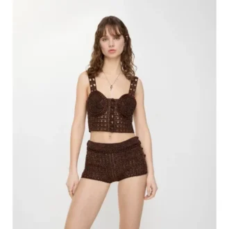 Pantalones cortos de algodón Moulina tejidos a ganchillo