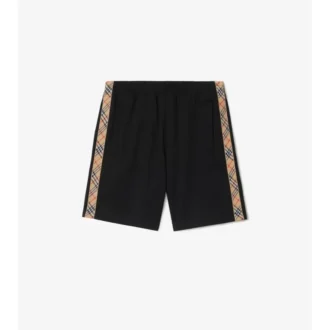 Pantalones cortos de mezcla de algodón con ribete de cuadros