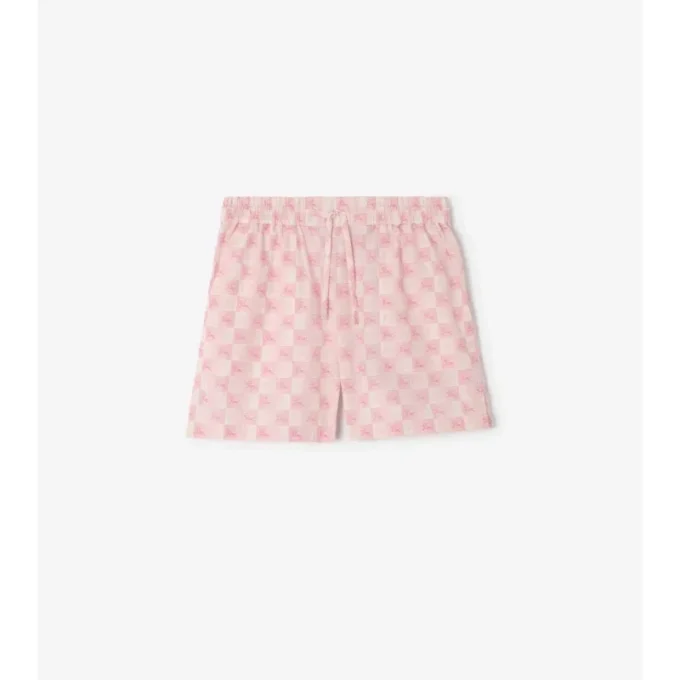 Pantalones cortos de popelín de algodón con diseño de tablero de ajedrez EKD Pantalones cortos de popelín de algodón con diseño de tablero de ajedrez EKD