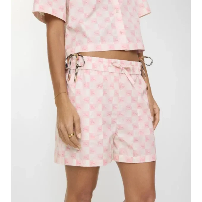 Pantalones cortos de popelín de algodón con diseño de tablero de ajedrez EKD Pantalones cortos de popelín de algodón con diseño de tablero de ajedrez EKD