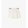 Pantalones cortos de popelín de algodón con ribete de cuadros Pantalones cortos de popelín de algodón con ribete de cuadros