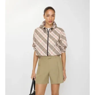 Pantalones cortos de popelín de algodón con ribete de cuadros