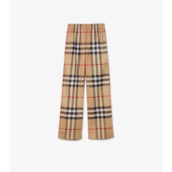 Pantalones de algodón con estampado de cuadros