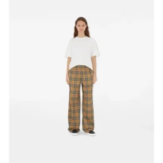 Pantalones de algodón con estampado de cuadros