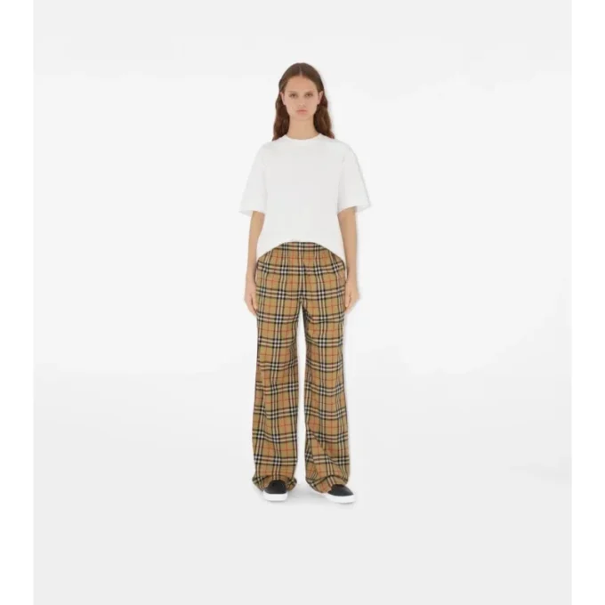 Pantalones de algodón con estampado de cuadros Pantalones de algodón con estampado de cuadros