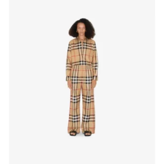 Pantalones de algodón con estampado de cuadros