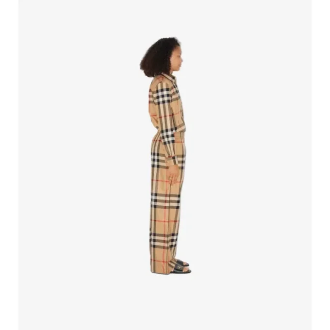 Pantalones de algodón con estampado de cuadros
