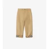 Pantalones de algodón con vuelta y estampado de cuadros Pantalones de algodón con vuelta y estampado de cuadros