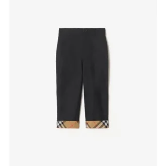 Pantalones de algodón con vuelta y estampado de cuadros Pantalones de algodón con vuelta y estampado de cuadros