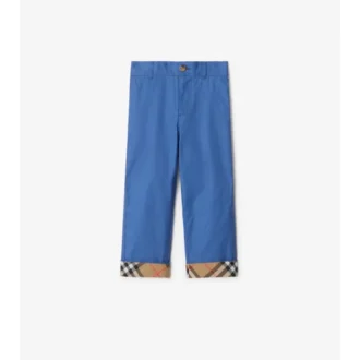 Pantalones de algodón con vuelta y estampado de cuadros