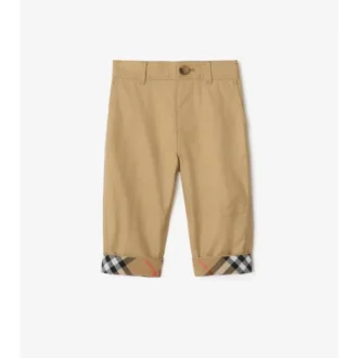 Pantalones de algodón con vuelta y estampado de cuadros Pantalones de algodón con vuelta y estampado de cuadros